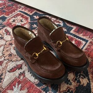 Gucci Brown Suede Horsebit Ankle Boot